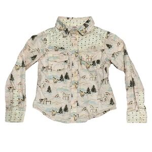 Girls Gymboree park city luxe western horse pony cowboy Button Up Shirt Size 8